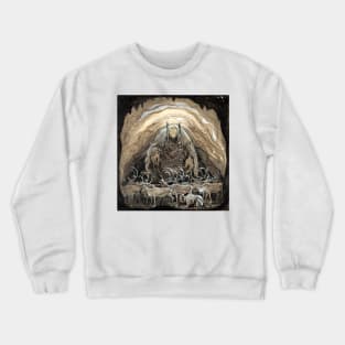 Troll in a Cave with Deer - John Bauer Crewneck Sweatshirt